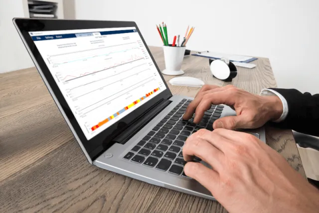 VQanalyzer graphical user interface on laptop screen